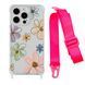 Чохол прозорий з ремінцем Print Flower для iPhone 13 PRO MAX Spring Breeze/Hot Pink