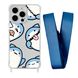 Чехол прозрачный с ремешком Print Shark для iPhone 15 Plus Shark More/Blue Cobalt