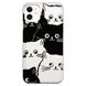 Чехол прозрачный Print Animals для iPhone 11 Cats Black/White купить