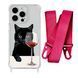 Чехол прозрачный с ремешком Print Mood swings для iPhone X | XS Cat Wine/Rose Red