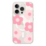 Чохол прозорий Print Flower Color with MagSafe для iPhone 15 PRO MAX Pink - 1