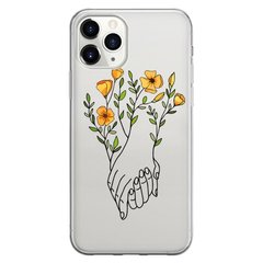 Чехол прозрачный Print Leaves для iPhone 11 PRO Hands Flower купить