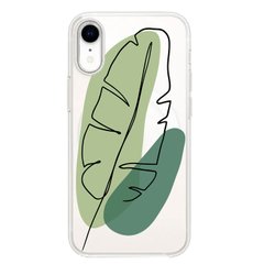 Чехол прозрачный Print Leaves with MagSafe для iPhone XR Green купить