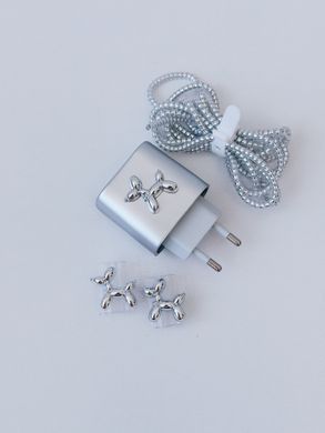 Захисний чохол для блоку ЗП + Кліпса + Пружинка для кабелю Balloon dog Silver - ash-mobile.com.ua - фото 2