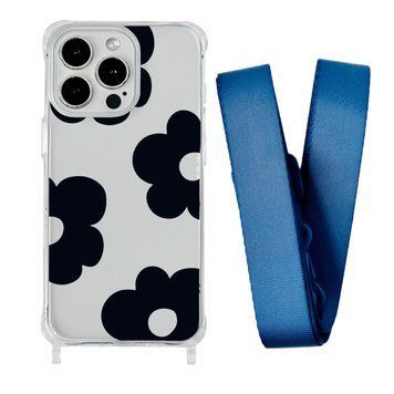 Чехол прозрачный с ремешком Print Flower Color для iPhone 11 PRO MAX Black/Blue Cobalt - ash-mobile.com.ua - фото 1