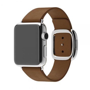 Ремінець Modern Buckle Leather для Apple Watch 38mm | 40mm | 41mm Brown/Silver - ash-mobile.com.ua - фото 1