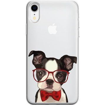 Чохол прозорий Print Dogs для iPhone XR Glasses Bulldog Red - ash-mobile.com.ua - фото 1