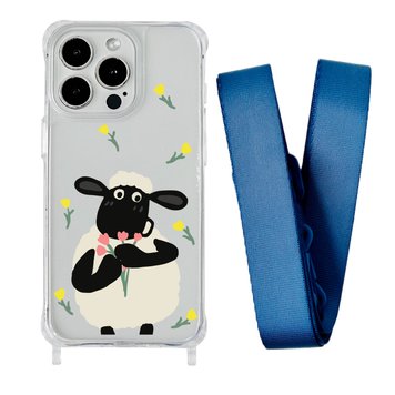 Чохол прозорий з ремінцем Print Happy Nice для iPhone 16 PRO MAX Sheep/Blue Cobalt - ash-mobile.com.ua - фото 1