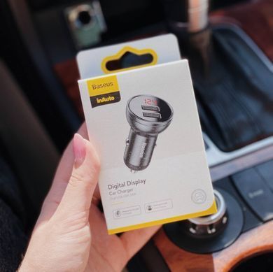 Автомобильное ЗУ Baseus Digital Display Dual USB 4.8A Car Charger 24W Silver - ash-mobile.com.ua - фото 5