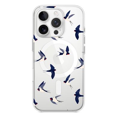 Чехол прозрачный Print Happy Nice with MagSafe для iPhone 16 PRO Swallows - ash-mobile.com.ua - фото 2