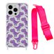 Чохол прозорий з ремінцем Print Dinosaur для iPhone 15 PRO Dinosaur/Hot Pink