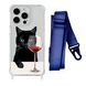 Чохол прозорий з ремінцем Print Mood swings для iPhone X | XS Cat Wine/Midnight Blue