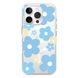 Чехол прозрачный Print Flower Color with MagSafe для iPhone 16 PRO MAX Blue