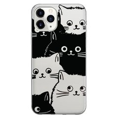 Чехол прозрачный Print Animals для iPhone 11 PRO MAX Cats Black/White купить