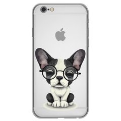 Чохол прозорий Print Dogs для iPhone 6 | 6s Glasses Bulldog Black купити