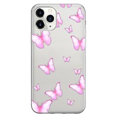 Чехол прозрачный Print Butterfly для iPhone 11 PRO MAX Light Pink купить