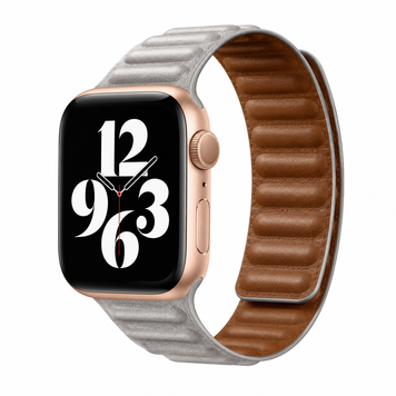 Ремінець Leather Link для Apple Watch 42mm | 44mm | 45mm | 46mm | 49mm Starlight/Brown - ash-mobile.com.ua - фото 1