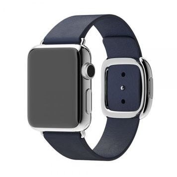 Ремешок Modern Buckle Leather для Apple Watch 38mm | 40mm | 41mm Midnight Blue/Silver - ash-mobile.com.ua - фото 1