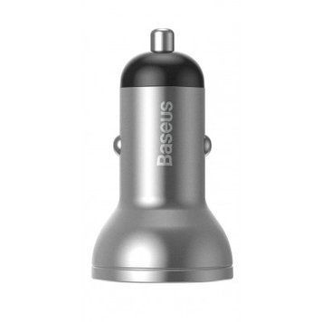 Автомобильное ЗУ Baseus Digital Display Dual USB 4.8A Car Charger 24W Silver - ash-mobile.com.ua - фото 1