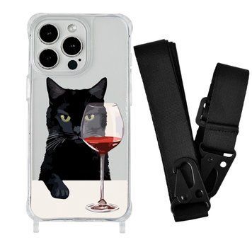 Чохол прозорий з ремінцем Print Mood swings для iPhone X | XS Cat Wine/Black - ash-mobile.com.ua - фото 1