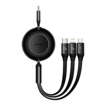 Кабель Baseus Bright Mirror 2 Series 3 in 1 Type-C (Micro-USB+Lightning+Type-C) 100W (1.1m) Black - ash-mobile.com.ua - фото 1