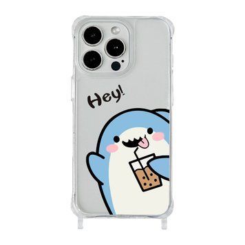 Чохол прозорий з ремінцем Print Shark для iPhone 14 Plus Shark Cocktail - ash-mobile.com.ua - фото 1