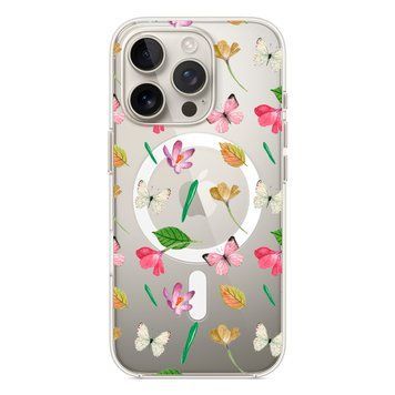 Чохол прозорий Print Butterfly with MagSafe для iPhone 17 PRO MAX Pink/White