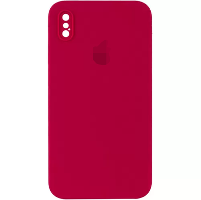 Чохол Silicone Case FULL+Camera Square для iPhone XS MAX Rose Red купити