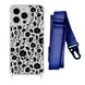 Чехол прозрачный с ремешком Print Flower для iPhone 14 PRO Floral Black/Midnight Blue