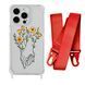 Чохол прозорий з ремінцем Print Leaves для iPhone X | XS Hands Flower/Red