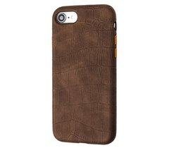 Чохол Leather Crocodile Сase для iPhone 7 | 8 | SE 2 | SE 3 Dark Brown купити