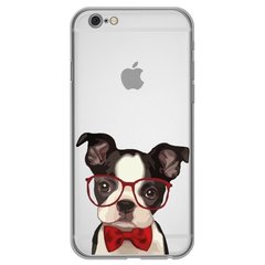 Чохол прозорий Print Dogs для iPhone 6 | 6s Glasses Bulldog Red купити