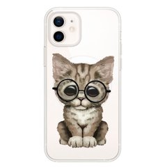 Чохол прозорий Print Animals with MagSafe для iPhone 12 MINI Cat купити