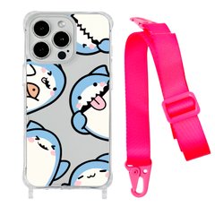 Чохол прозорий з ремінцем Print Shark для iPhone XS MAX Shark More/Hot Pink купити