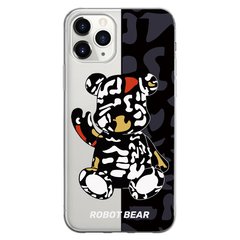 Чохол прозорий Print Robot Bear для iPhone 11 PRO Black купити