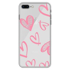 Чохол прозорий Print Love Kiss для iPhone 7 Plus | 8 Plus Heart Pink купити