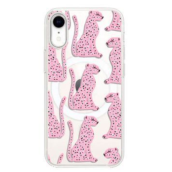 Чохол прозорий Print Meow with MagSafe для iPhone XR Leopard Pink - ash-mobile.com.ua - фото 1