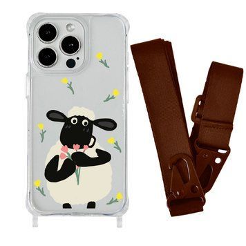 Чехол прозрачный с ремешком Print Happy Nice для iPhone 13 Sheep/Brown - ash-mobile.com.ua - фото 1