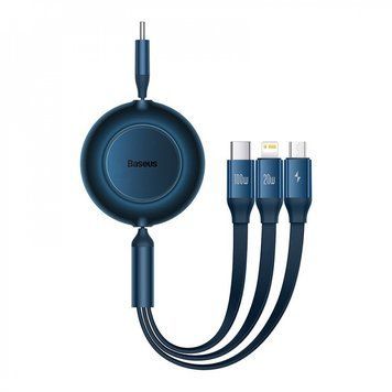 Кабель Baseus Bright Mirror 2 Series 3 in 1 Type-C (Micro-USB+Lightning+Type-C) 100W (1.1m) Blue - ash-mobile.com.ua - фото 1