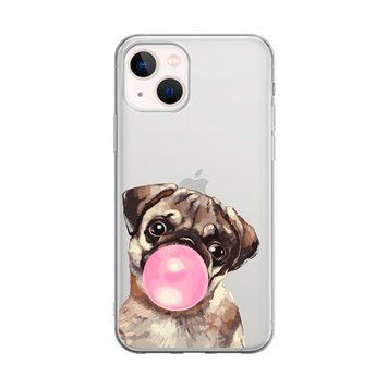 Чохол прозорий Print Dogs для iPhone 13 Pug Gum - ash-mobile.com.ua - фото 1