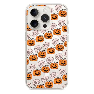 Чехол прозрачный Print Halloween with MagSafe для iPhone 15 PRO Pumpkin Orange