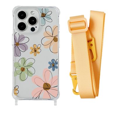 Чохол прозорий з ремінцем Print Flower для iPhone 16 PRO Spring Breeze/Yellow - ash-mobile.com.ua - фото 1