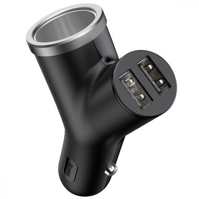 Автомобильное ЗУ Baseus Y-Type USB + Cigarette Lighter Extended 3.4A Black купить