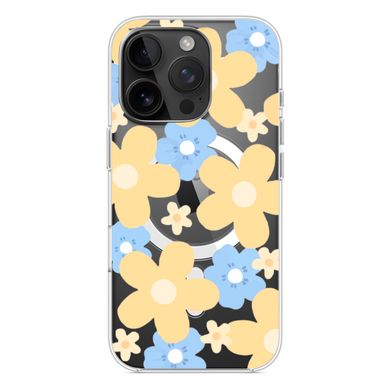 Чехол прозрачный Print Flower Color with MagSafe для iPhone 16 PRO MAX Yellow - ash-mobile.com.ua - фото 3