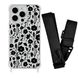 Чехол прозрачный с ремешком Print Flower для iPhone 14 PRO Floral Black/Black