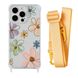 Чехол прозрачный с ремешком Print Flower для iPhone 16 PRO Spring Breeze/Yellow