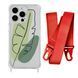 Чохол прозорий з ремінцем Print Leaves для iPhone X | XS Green/Red