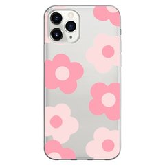 Чохол прозорий Print Flower Color для iPhone 11 PRO MAX Pink купити