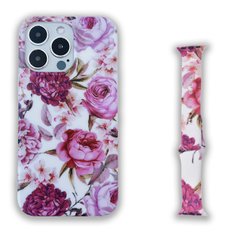 Комплект Beautiful Flowers для iPhone 13 PRO + Ремінець для Apple Watch 38/40/41 mm Півонії
