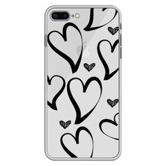 Чехол прозрачный Print Love Kiss для iPhone 7 Plus | 8 Plus Heart Black купить